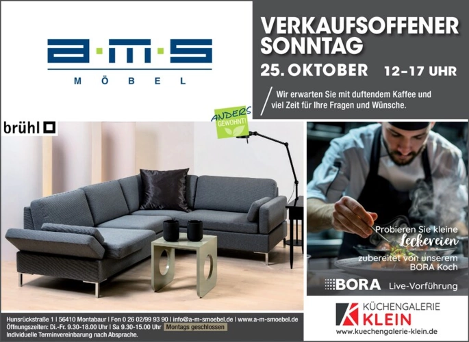 Brühl B.M.S Möbel: Verkaufsoffener Sonntag in Montabaur